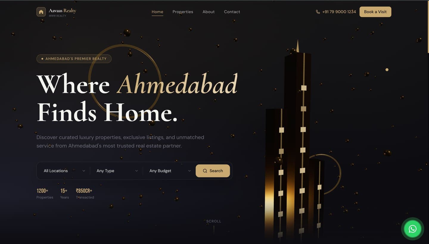 Aavaas Realty — Websites website built by OM Marketing Solutions